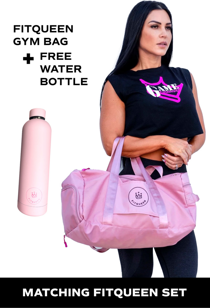 Pink FitQueen Gym Bag + Water Bottle